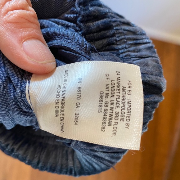 Navy Crushed Velvet Cropped Anthropologie Pants - Picture 4 of 4